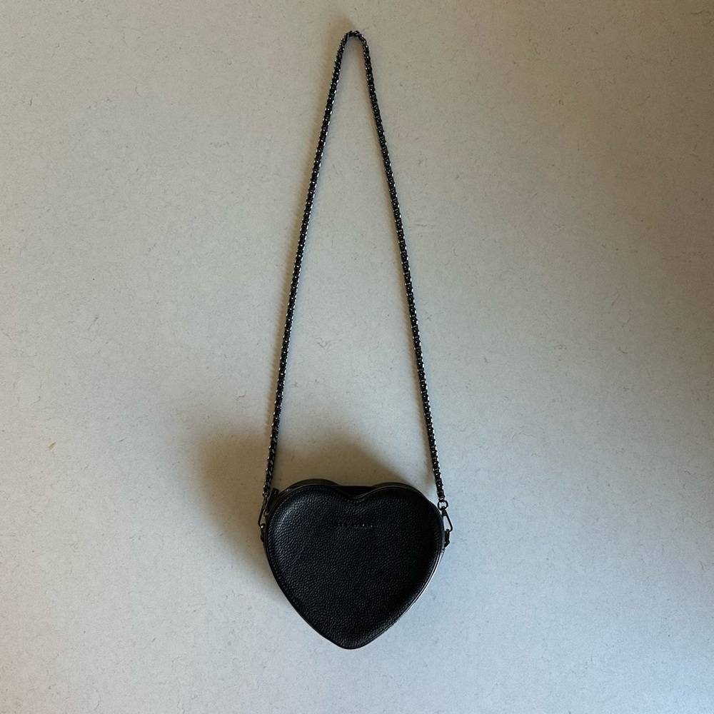 ted baker mini leather heart purse in black